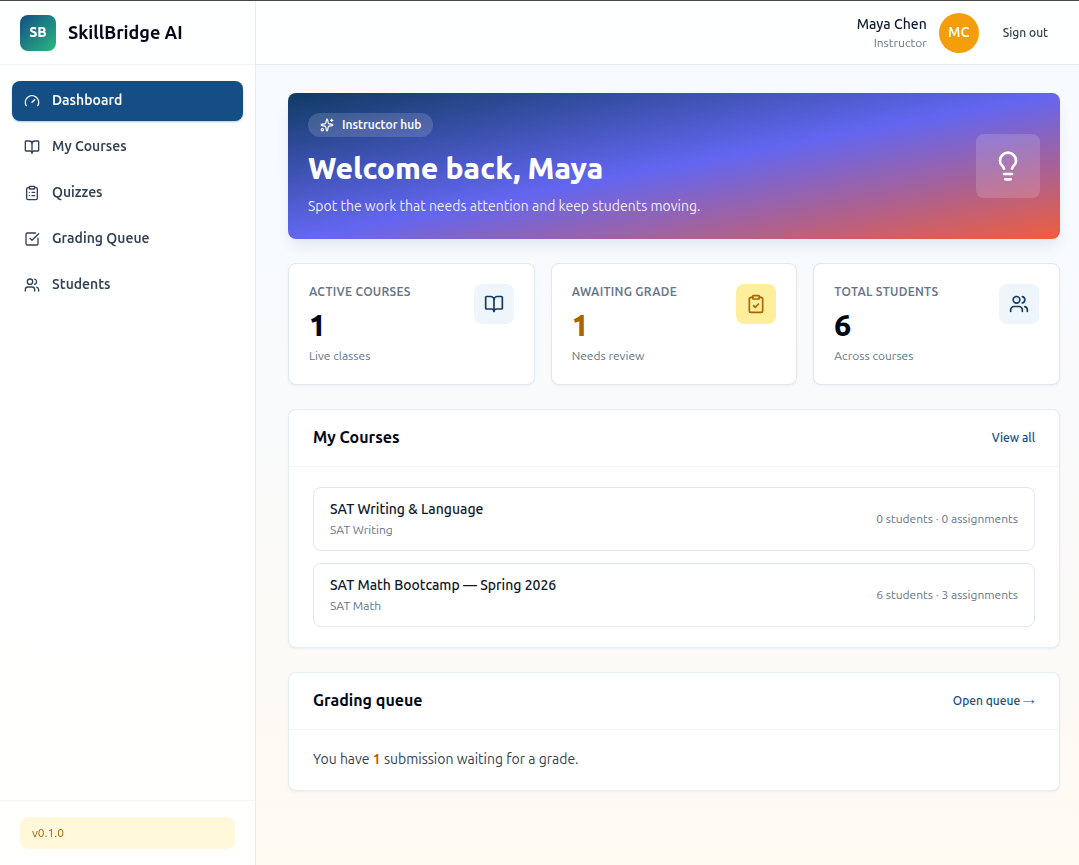 Instructor dashboard